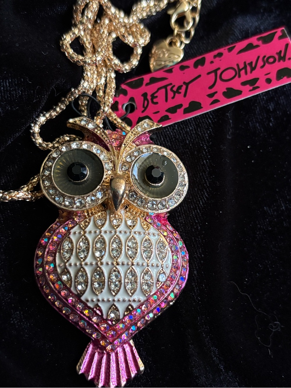 BETSEY JOHNSON ~Large OWL Necklace